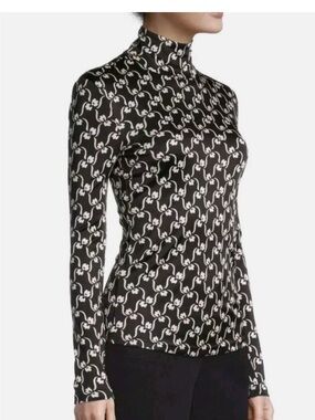 Tory Burch Black Silk Jersey Turtleneck